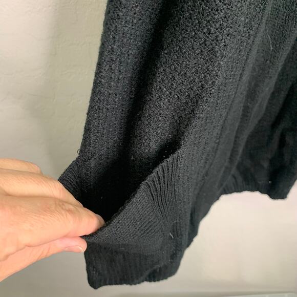 Democracy Womens Large Cardigan Lace Up Back Black Sweater Open Front Goth Core - Picture 6 of 9